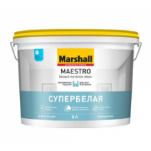  Краска MARSHALL Maestro Белый потолок люкс матовая 9л, фото 1 